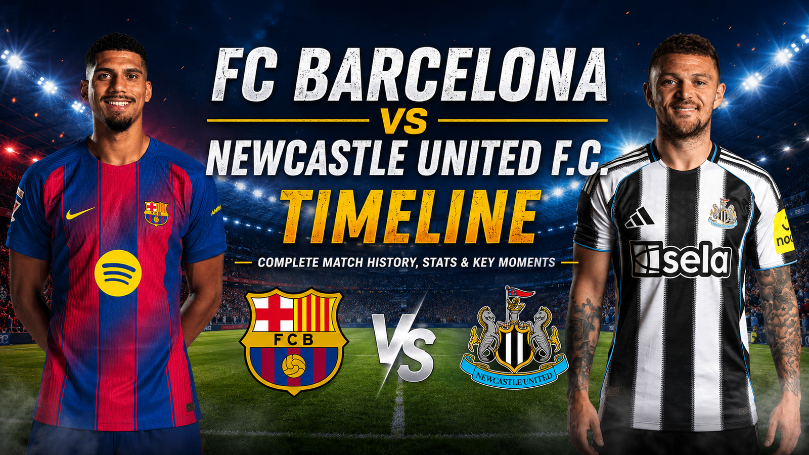 FC Barcelona vs Newcastle United F.C. Timeline
