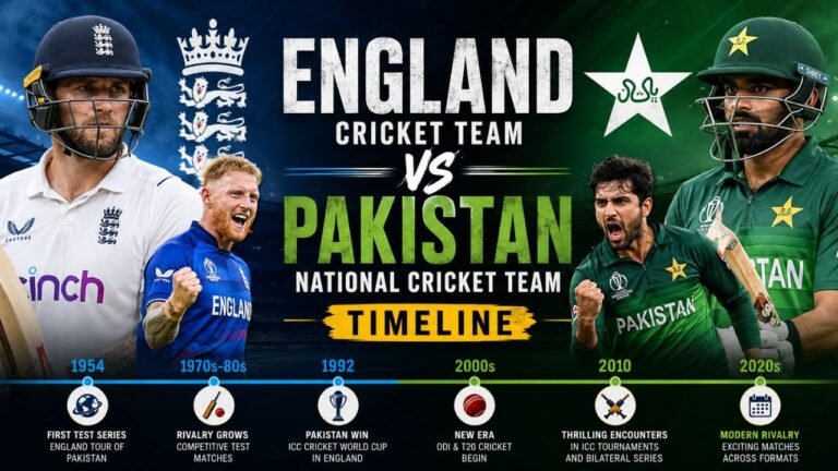 England Cricket Team vs Pakistan National Cricket Team Timeline