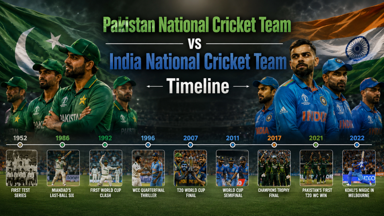 Pakistan National Cricket Team vs India National Cricket Team Timeline