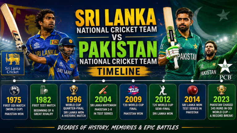 Sri Lanka National Cricket Team vs Pakistan National Cricket Team Timeline