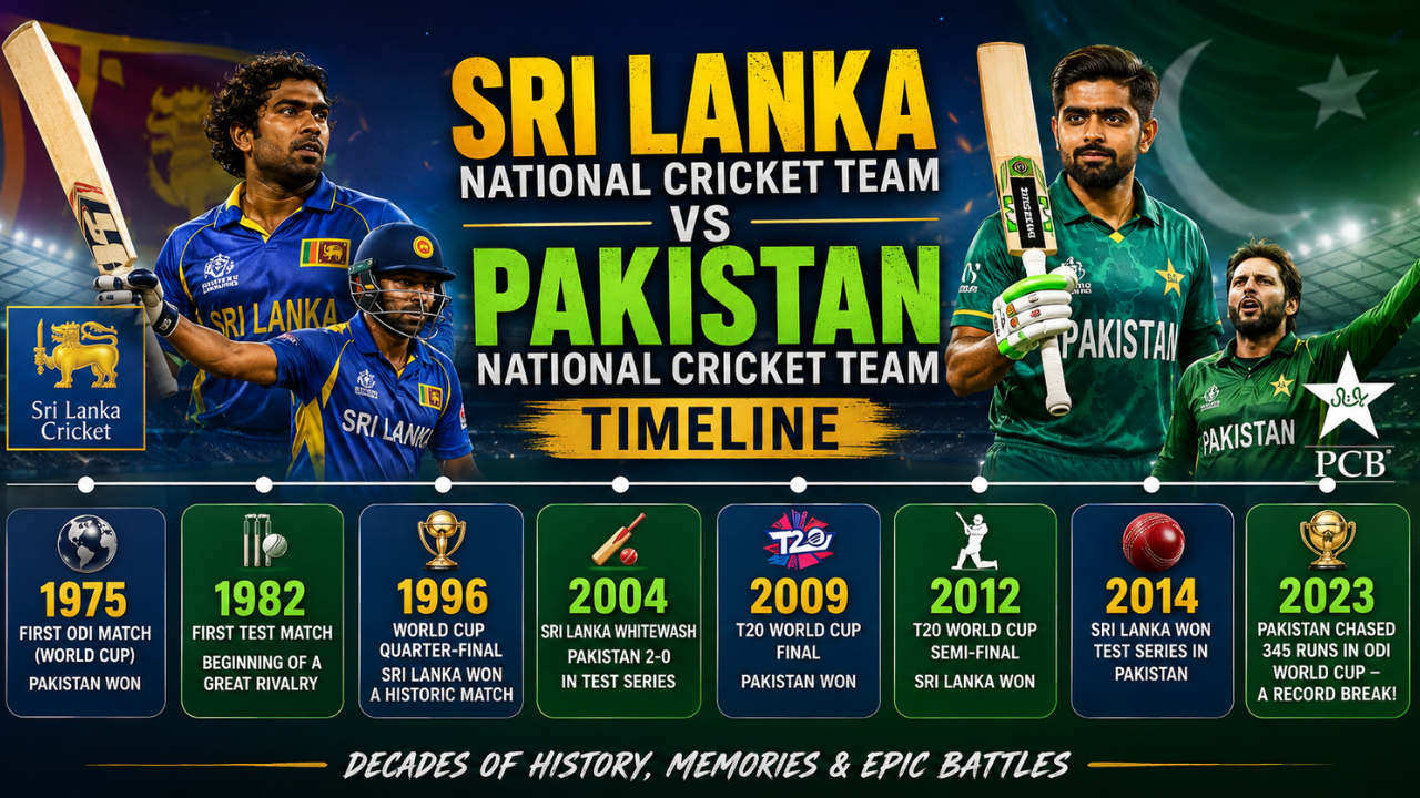 Sri Lanka National Cricket Team vs Pakistan National Cricket Team Timeline