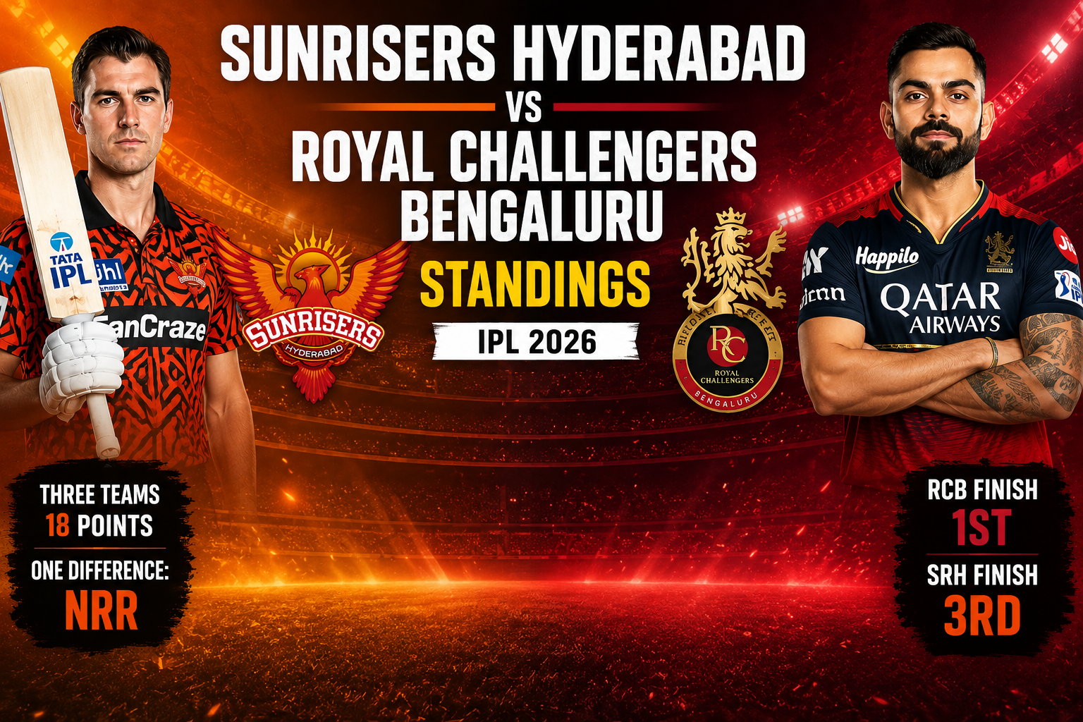 Sunrisers Hyderabad vs Royal Challengers Bengaluru Standings: The 18-Point Puzzle