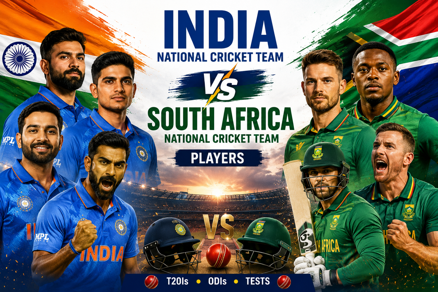 India National Cricket Team vs South Africa National Cricket Team Players 2026