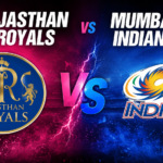 Rajasthan Royals vs Mumbai Indians IPL match banner featuring both teams before the contest.