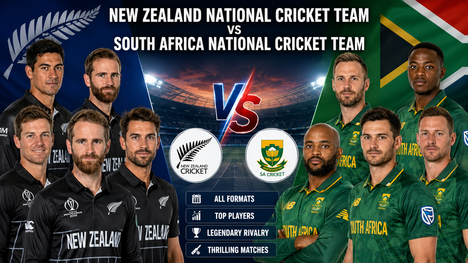 New Zealand National Cricket Team vs South Africa National Cricket Team Players