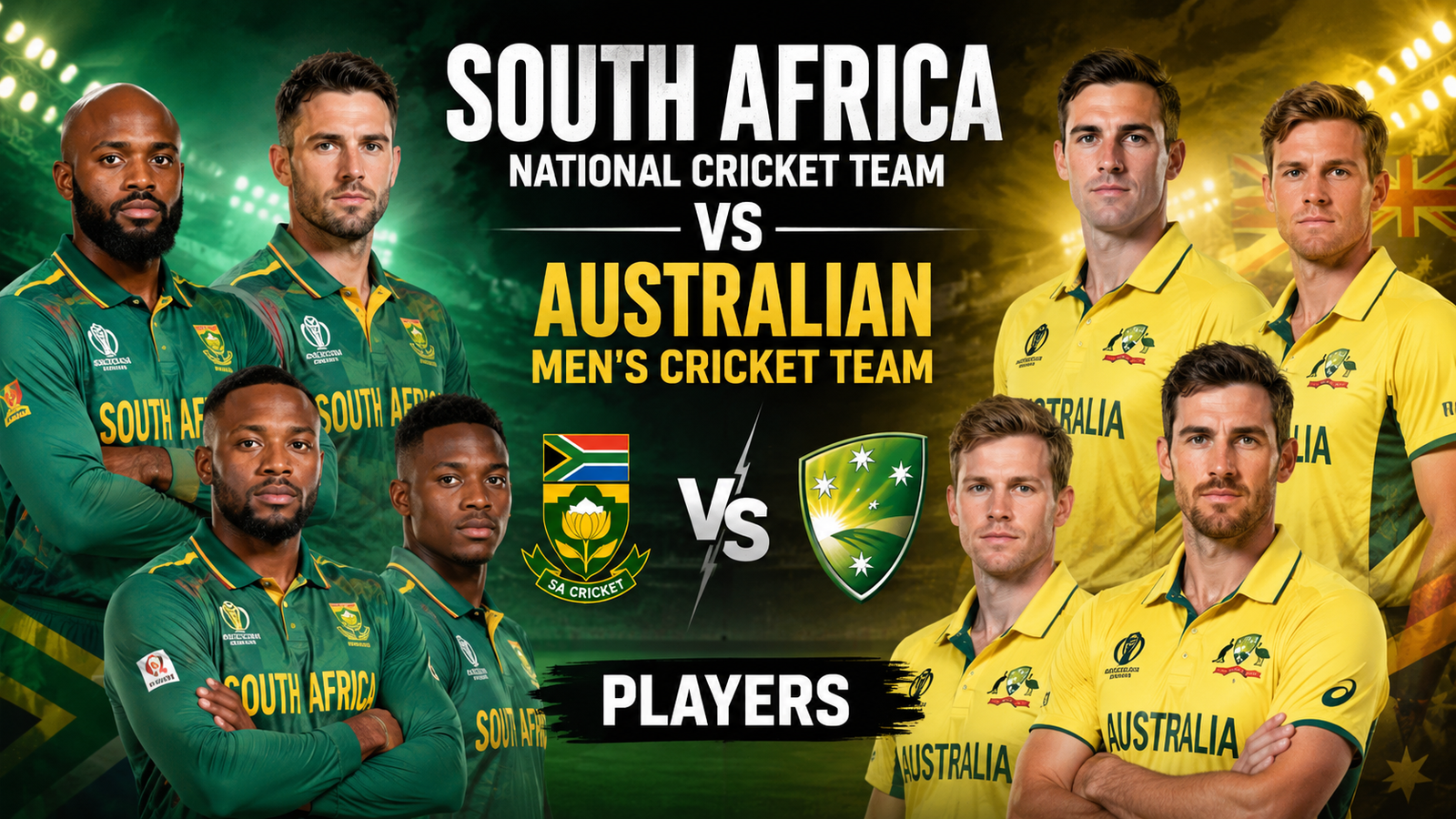 South Africa National Cricket Team vs Australian Men's Cricket Team Players